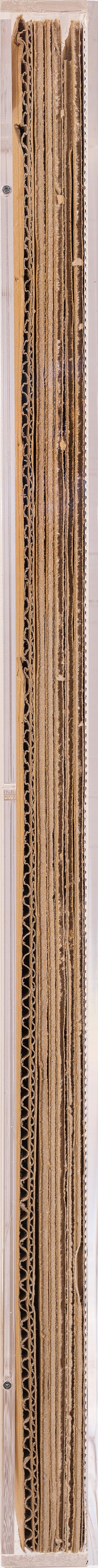 Paolo Masi - Senza titolo, tecnica mista su cartone ondulato entro teca di plexiglass