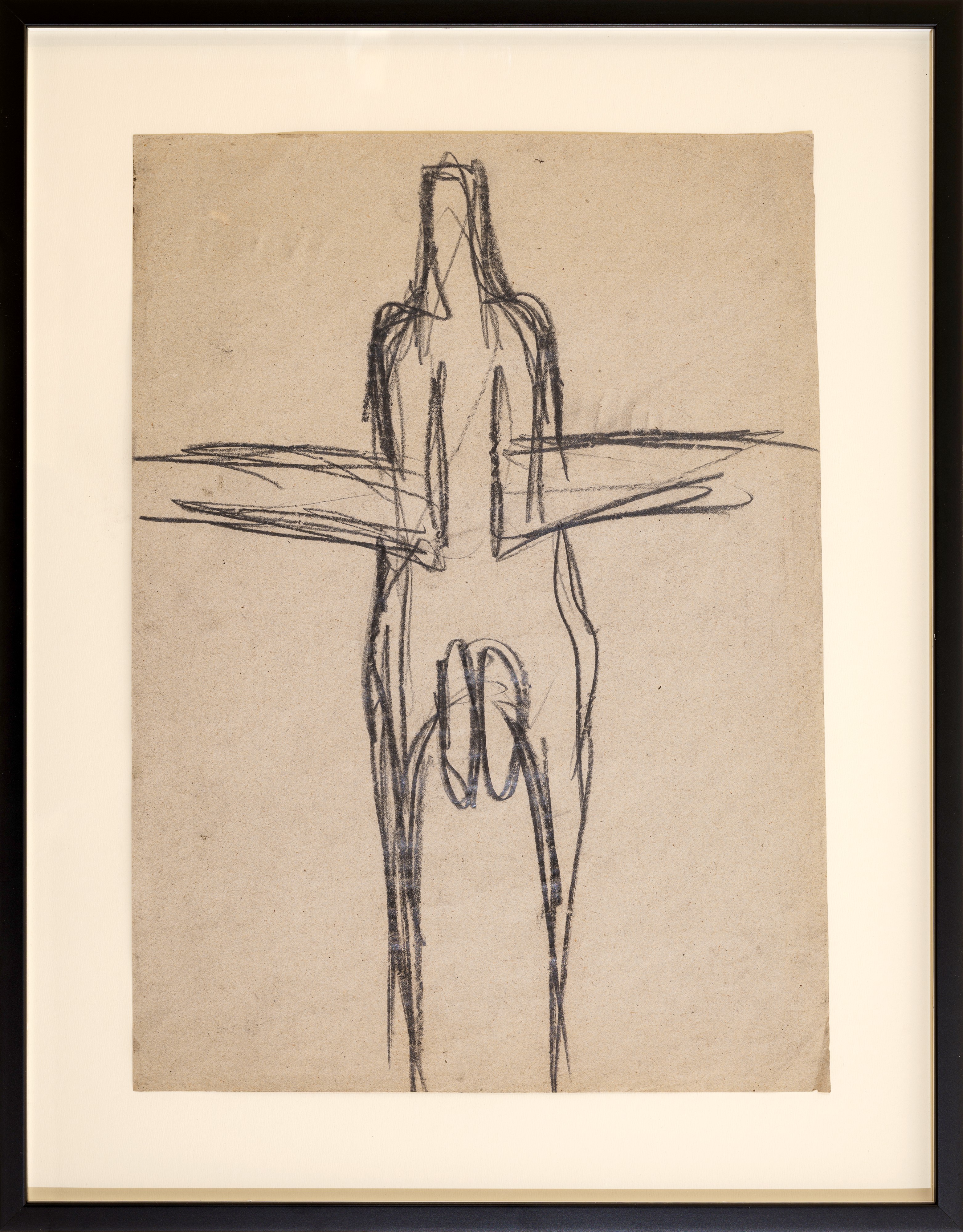 Sergio Ragalzi - Figura umana (carboncino su carta), 1985