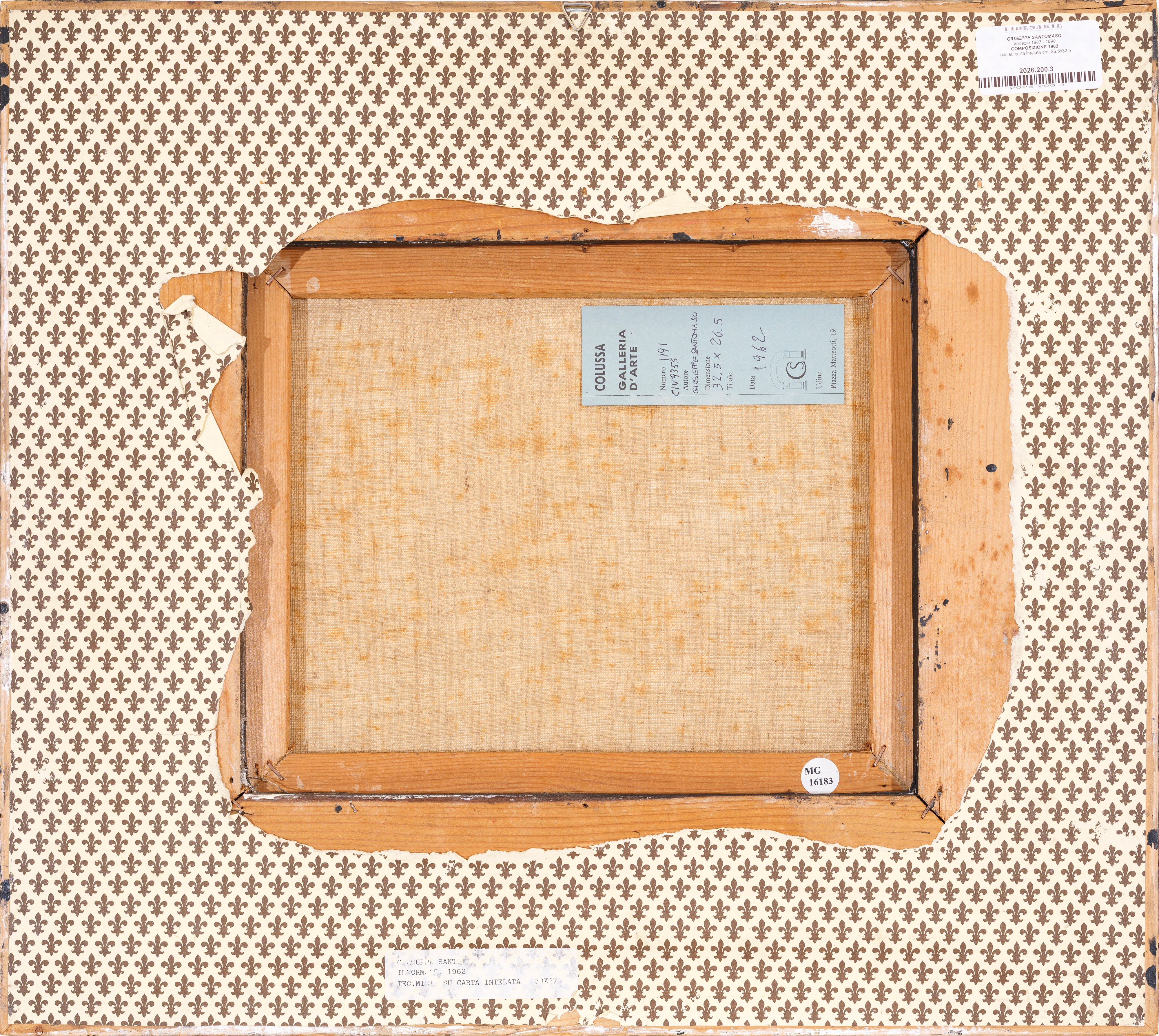 Giuseppe Santomaso - Composizione, olio su carta intelata