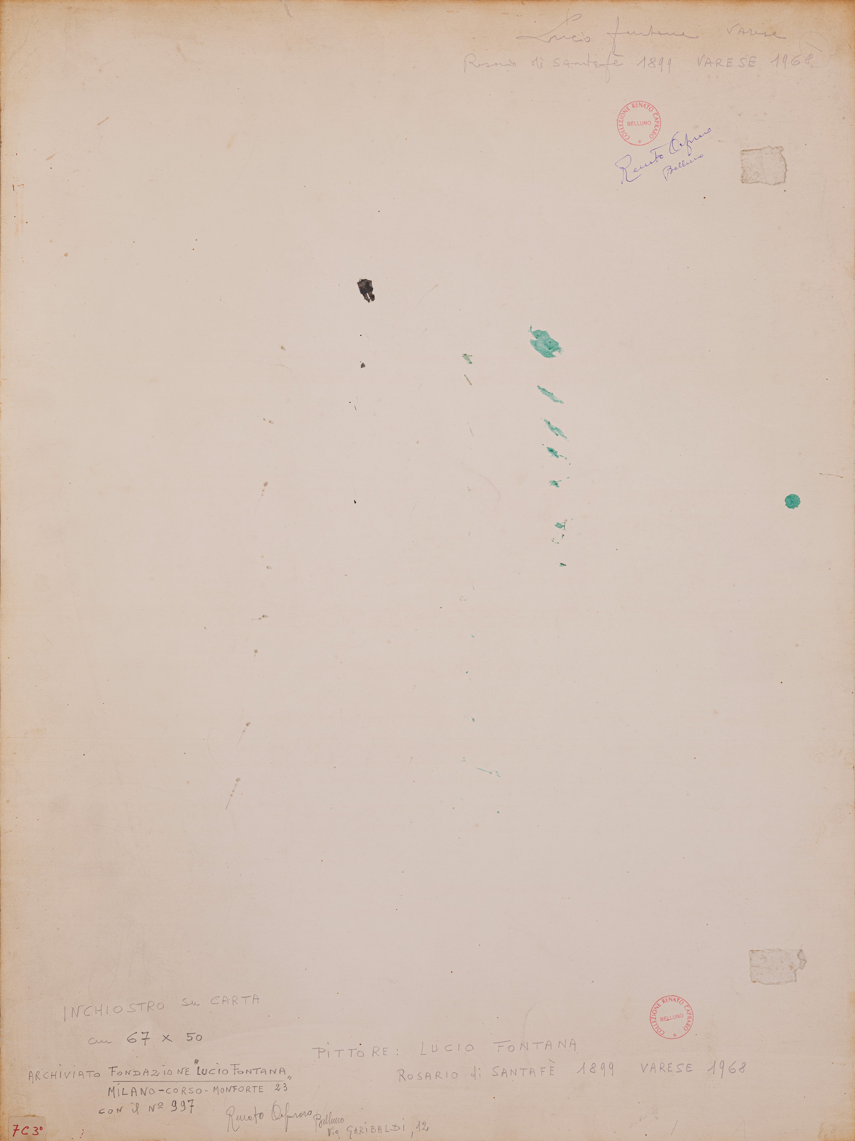 Lucio Fontana - Nudo femminile (disegno a penna a sfera nera su carta)