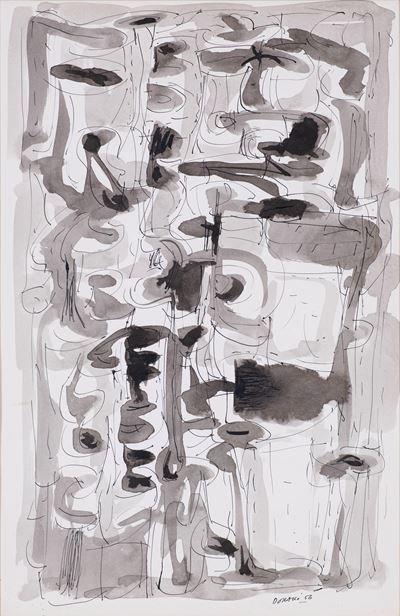 Senza titolo, inchiostro e acquerello su carta (1956)