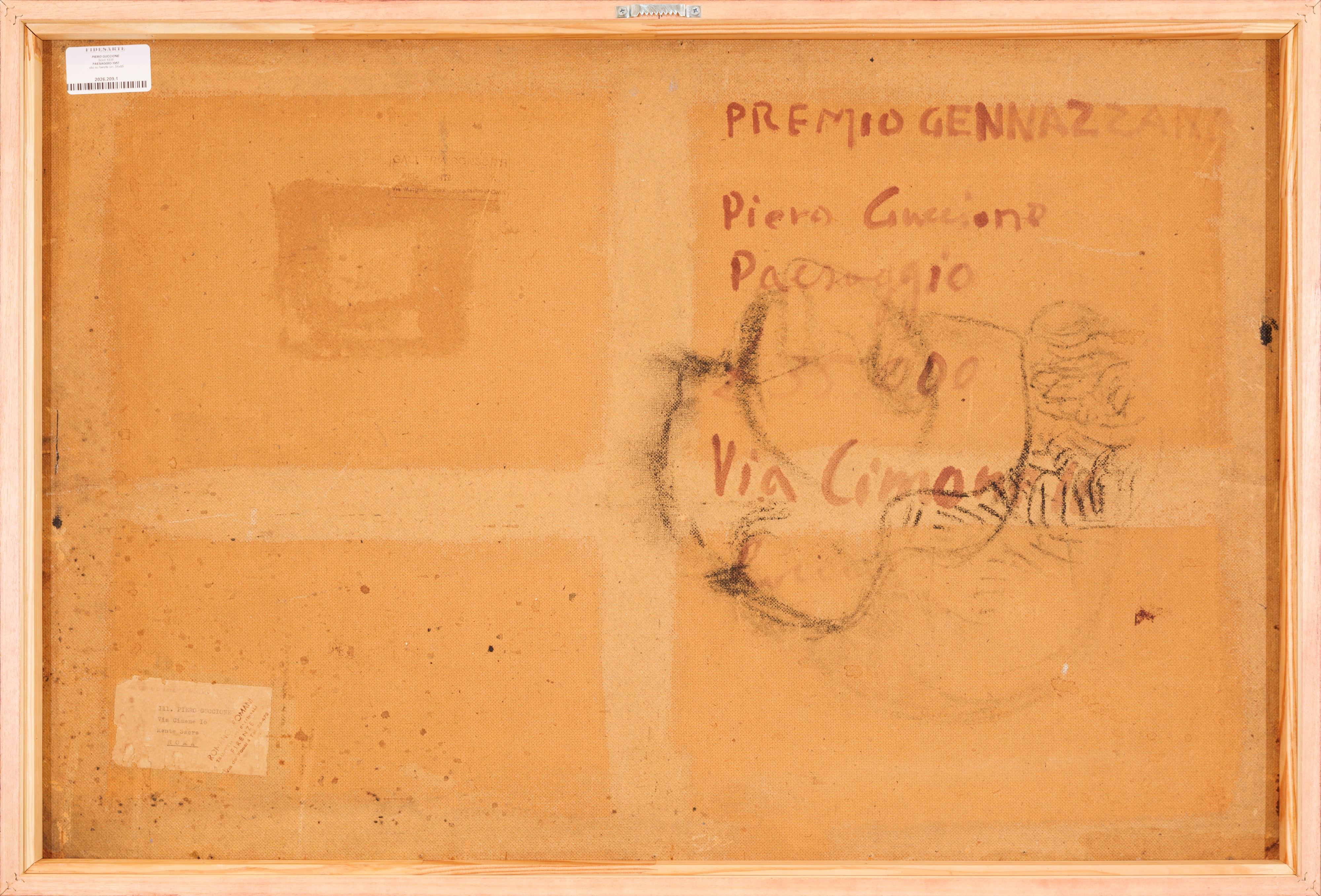Piero Guccione - Paesaggio, olio su faesite (1957)