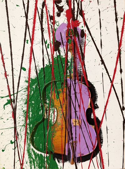Senza titolo (olio e violino ritagliato su tela riportata su tavola), 2003