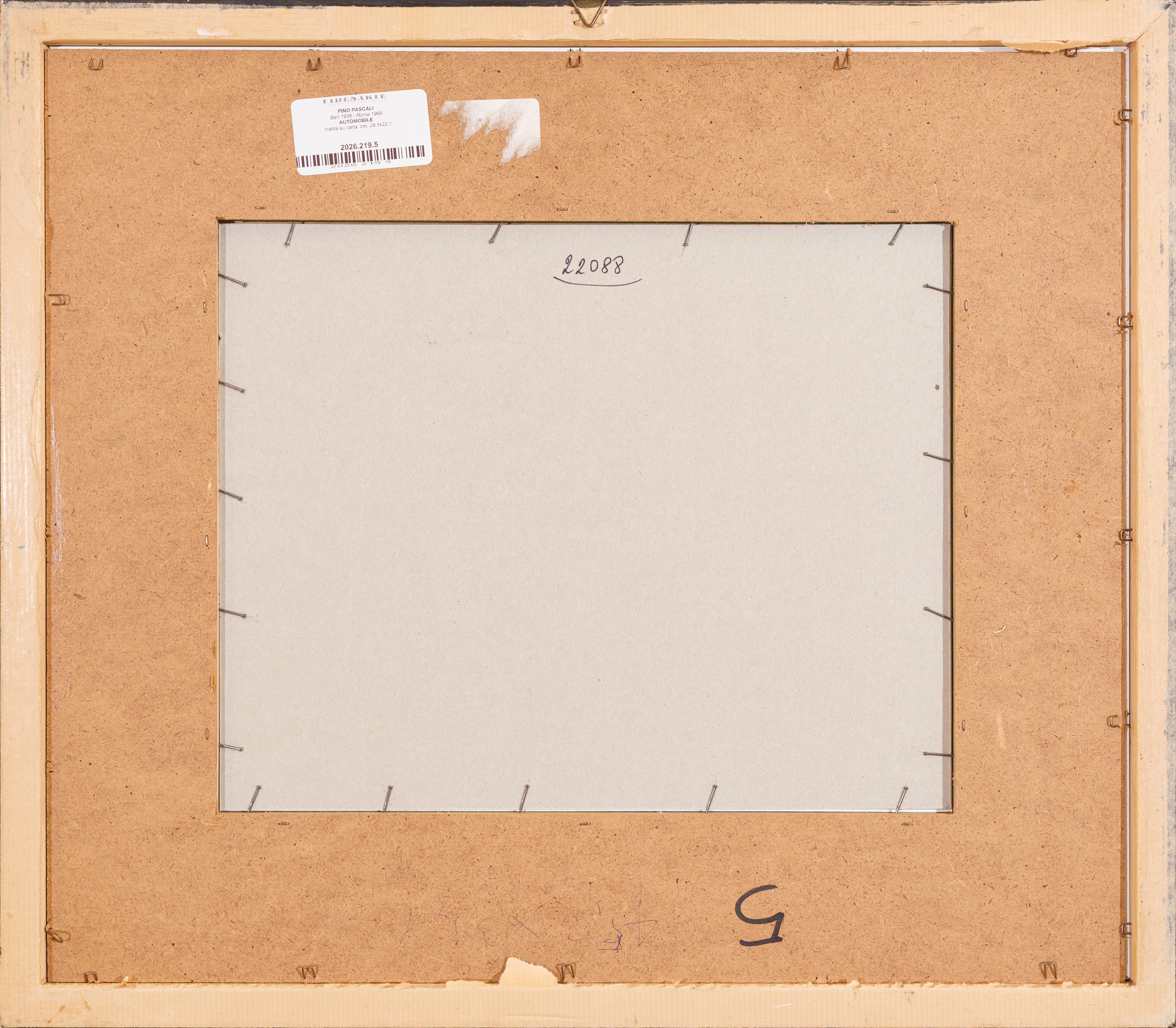 Pino Pascali - Automobile, disegno a matita su carta