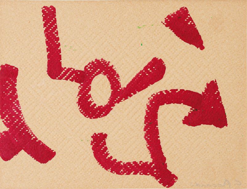 Carla Accardi - Una catena di segni. Frammento n. 120/121 (tempera su carta, 1998)