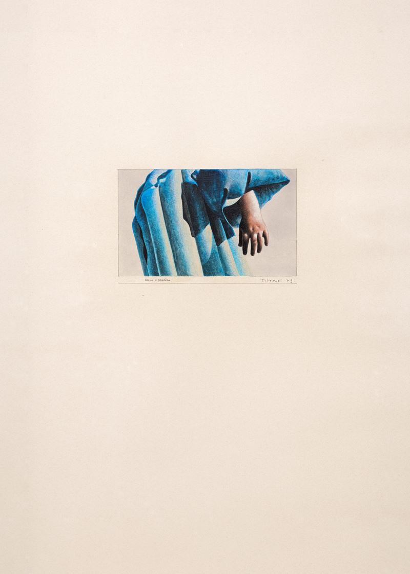 Angelo Titonel - Angelo Titionel, Mano e plastica (tempera su carta), 1973