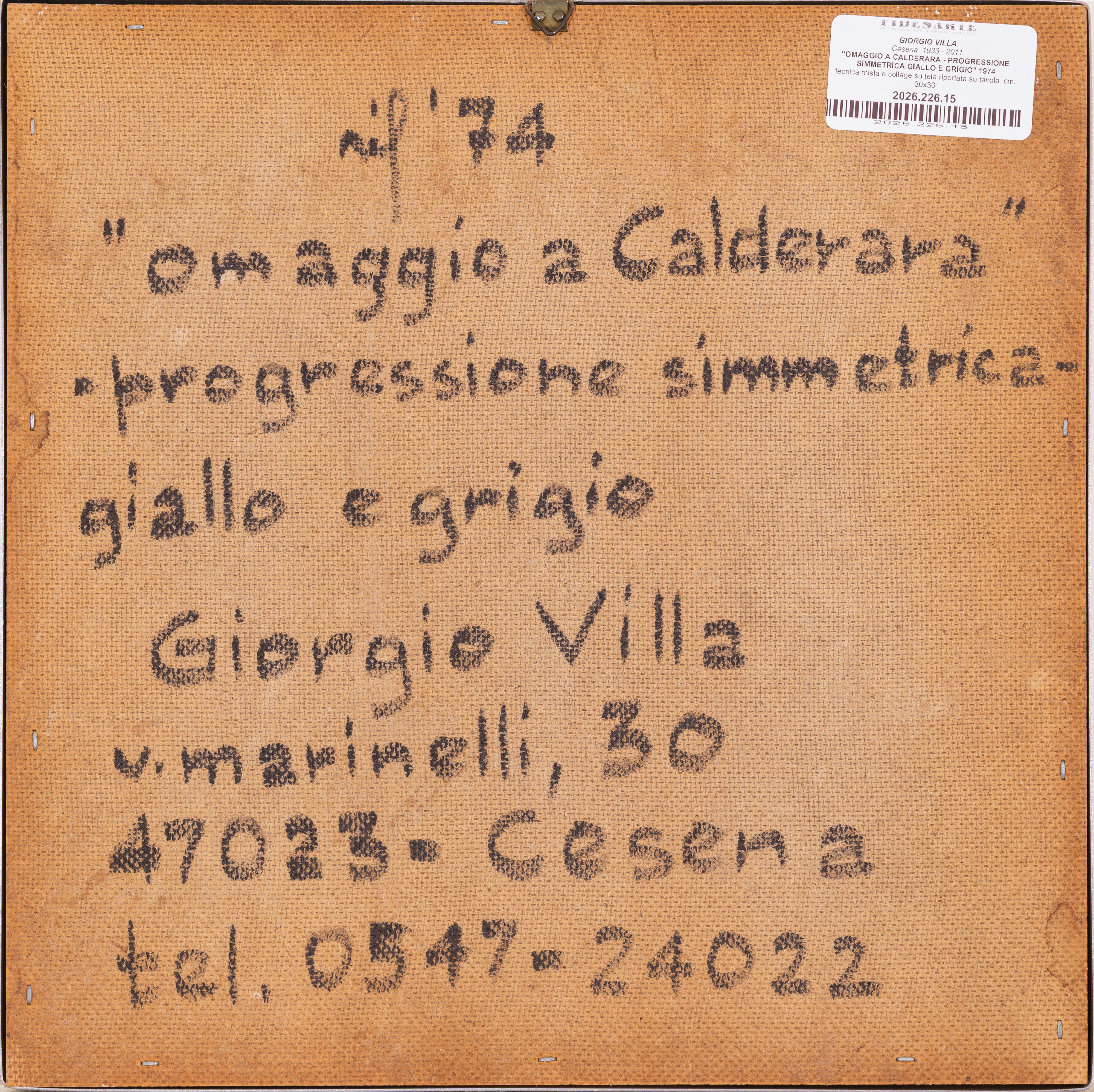 Giorgio Villa - Omaggio a Calderara – progressione simmetrica in giallo e grigio