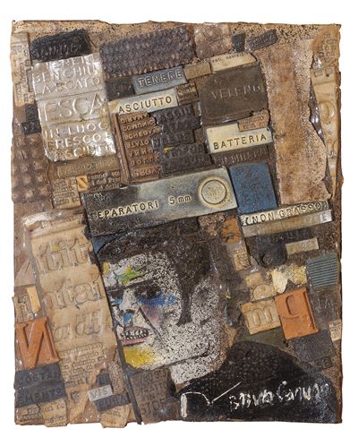 Senza titolo (tecnica mista con assemblaggi su cartone telato)