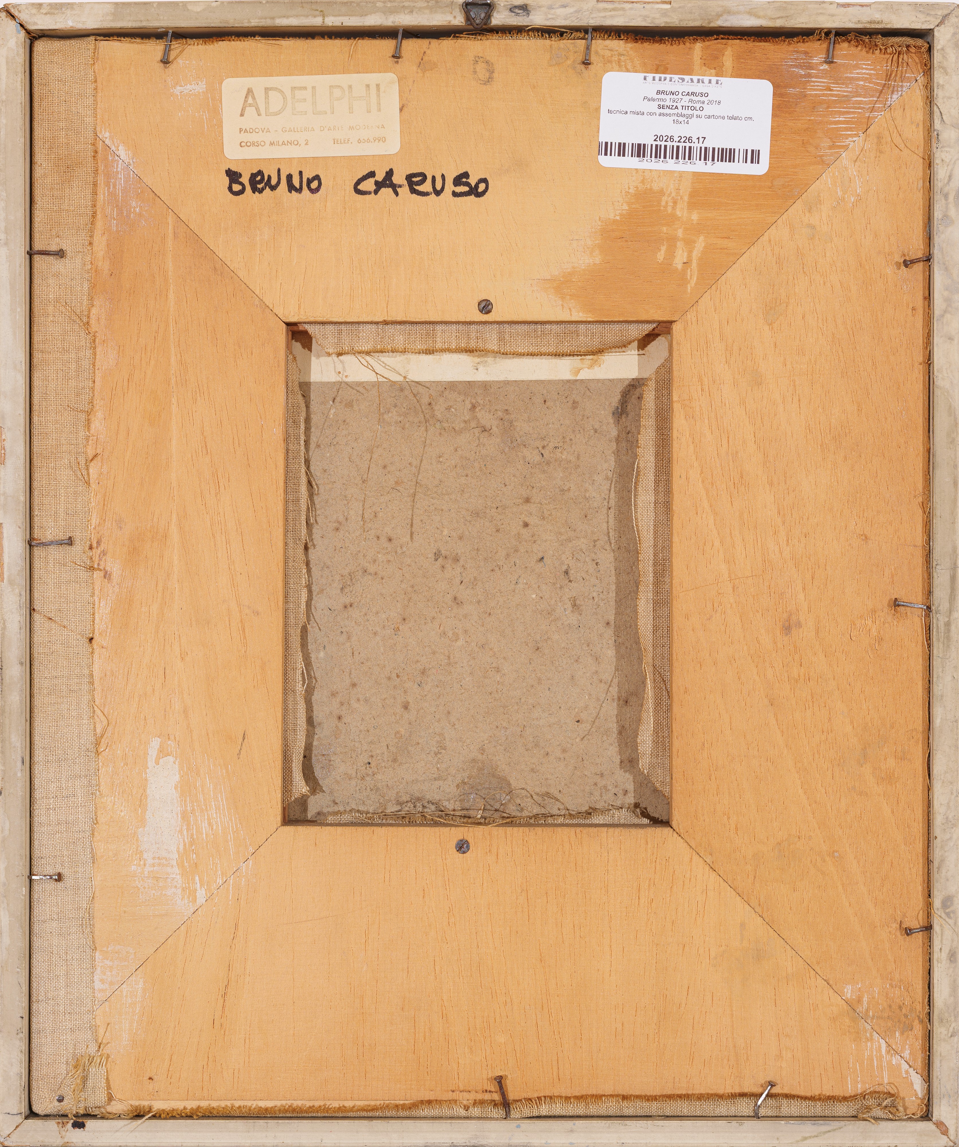 Bruno Caruso - Senza titolo (tecnica mista con assemblaggi su cartone telato)